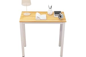 sogesfurniture Scrivania compatta per Computer PC Tavolo da Studio in Acciaio Legno, 80x40cm Ufficio Postazioni di Lavoro Tavolo da Pranzo per casa e Ufficio, Teak&Bianco BHEU-AC3-8040