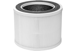 CHUBOOR Purificateur d'air pour personnes allergiques, filtre à air HEPA contre les moisissures, la poussière et les poils d'animaux jusqu'à 0,3 µm pour les chambres à coucher (Blanc argenté)