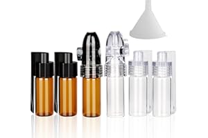 ZEUWETS 7 Piezas Botella para Especias en Polvo con Cuchara, mini botella de cristal, Mini botella de especias en polvo con mini embudo pequeña botella de almacenamiento Adecuada para Acampar Viajar Barbacoa