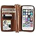 Produktbild HARRMS Apple iPhone 5/5S/SE Leder Hülle Flip Case Handytasche und Brieftasche mit Standfunktion Kredit Karten Fach mit Unsichtbarem Magnet, Braun