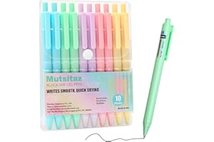 Mutsitaz 10 Stücke Druckkugelschreiber 0,5mm Schwarz Tinte, Glatte Schreibende Nette Stifte, Pastell Roller Gelstifte Kugelschreiber