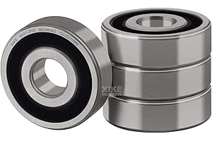 XiKe 4 Stück 6201-2RS Rillenkugellager 12x32x10mm Chromstahl und Vorgeschmiert, 6201RS Doppelt abgedichtetes Kugellager.