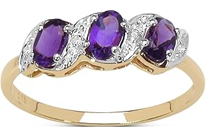 THE DIAMOND AND WEDDING RING BARGAIN CENTRE The Diamond Ring Collection: 9ct Gold Amethyst & Diamond Engagement Ring, Eternity Ring, Christmas Day, Mother's Day, Anniversary, Ring Size H,I,J,K,L,M,N,O,P,Q,R,S,T,U