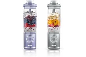 ‎NINJA Ninja Blast Max Tragbarer Mixer/Blender/Smoothie Maker, 570 ml, wiederaufladbar, Mixbecher & auslaufsicherer Deckel, 3 Funktionen, Smoothies, Proteinshakes, Lavendel/Silber BC251EULS