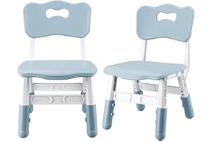 E-Solem Adjustable Height Kids Chair Plastic Child Seat Set Chairs Kids Chair for Desk Table Kids Study Chairs for Boys Girls Home School Classroom (2 Chairs Ink Blue)