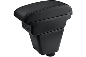 MARCHFA Centre Console Armrest Box for Clio 4 Captur with USB Ports PU Leather Centre Console Storage Box (Black Stitching)