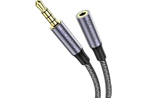 MOSWAG 2M Cavo di prolunga da 3,5 mm maschio a femmina con microfono Adattatore audio stereo in nylon intrecciato compatibile per stereo di casa/auto,smartphone,cuffie,tablet,lettori multimediali