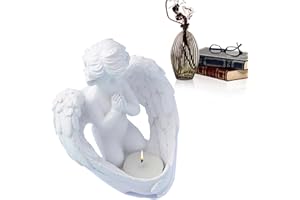 Portacandele a forma di angelo, portacandele per candele a pilastro, statuette di angelo, regalo di simpatia per la perdita dei propri cari, regali di condoglianza per lutto Ohicki