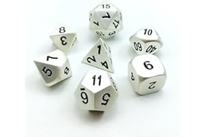 BESCON DICE Bescon RPG Lot de 7 dés polyédriques en métal massif effet argent nacré mat pour jeu de rôle