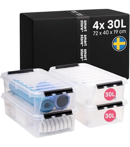 Doorzichtige opbergdozen voor onder het bed - set van 4 - opvouwbaar Doorzichtige opbergdozen voor onder het bed - set van 4 - opvouwbaar