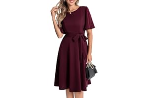 Bbonlinedress Vestido de cóctel de manga corta para mujer, estilo vintage, formal, para invitada de boda, iglesia, vestido modesto