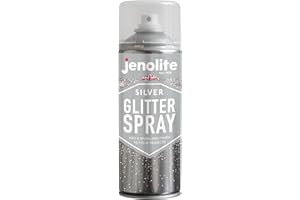 JENOLITE Glitzerspray Farbe | Silberglitzer in klarem Versiegelungslack | 400ml | Klarlack mit feinem Glitzer | Mehrflächenanwendung | Ideal für Bilderrahmen, Spiegel, Ornamente & Bastelprojekte