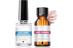 ELIISKINN Natural Nail Prep Kit, Acid-Free Primer & Dehydrator for Acrylic & Gel Polish, Fast-Drying, Superior Bonding Agent for UV Gels, Non-Acid Nail Primer, Gift Box Set