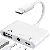 3 in 1 USB C to HiFi Headphone Jack Adapter with 60W Charger | Type C to Aux Audio Splitter Adapter for iPhone 17/16/15 Samsu