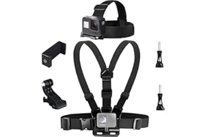 Lupholue Action-Kamera Kopfgurt Brustgurthalterung Compatible with GoPro Hero 13, 12, 11, 10, 9, 8, 7, (2018), 6 5, Hero Black, Session, Xiaomi Yi, SJCAM, DJI Osmo Action