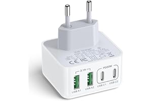 AIONEUS Chargeur USB C, 40W 4 Port Prise USBC Chargeur Rapide Multi Secteur Double Port PD+QC Type C Adaptateur pour Phone 16 15 14 13 12 11 Pro Max X XS XR 8 7 6S Plus Mini SE, iPad, Samsung Galaxy