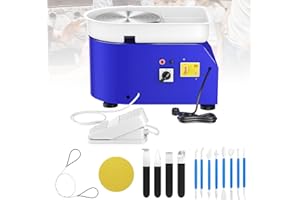 Hlieeosfcn Töpferscheibe 350 W, Elektrische Töpferscheibe 25CM Töpferscheiben Elektrisch 0-300 U/Min, Pottery Wheel mit Fußpedal und Abnehmbare Waschbecken DIY Ton Werkzeug für Kinder und Erwachsene