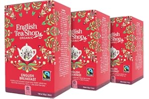 English Tea Shop English Breakfast Fairtrade Organic / Ceylon Black Tea Desayuno Inglés Orgánico y de Comercio Justo Premiata Tea Collection Mano Escogida por Sri Lanka - 1 x 20 sobres (40 gramos)