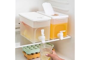 71NMLY Dispensador de agua fría de gran capacidad de 4L con grifos,Dispensador de zumo Dispensador de agua para frigoríficos(con grifo),Diseñado para fiestas, camping, zumos de frutas, bebidas y cócteles