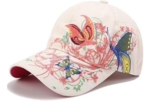 PACDE Butterfly Full Embroidered Women Baseball Cap Fashion Sequins Adjustable Strap Cotton Women Hats Sunlight Bowler Hat Ladies Baseball Cap