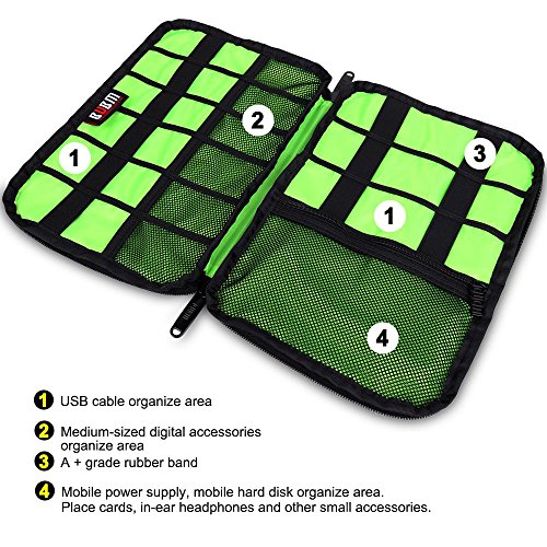 BUBM Tragbare Universal Electronics Zubehör Organizer, Travel Gear Organizer für Handys, USB-Kabel, Netz Banken, Kameras, Festplatte und Etc.by Senhai (Medium, Schwarz) - 5