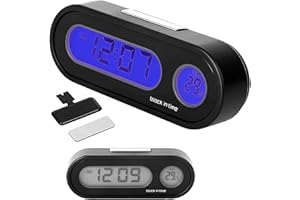 DOUKESH Orologio digitale per auto con termometro e retroilluminazione, Orologio per auto LCD, 1 pezzo