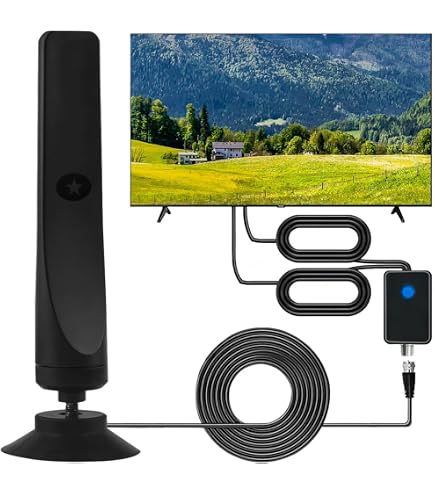 Wavemax 50 Mile TV Antenna – 4K 1080p, Signal Booster, Indoor, Black ABS