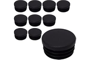 SKIR'CO (10 unidades) Insertos de tubo redondos de 35 mm, tapones para postes de valla, tapas de tubo de plástico negro, tapones de tubo, negro RAL 9005