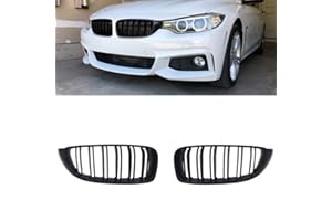 GSRECY For F32 F33 F36 F80 F82 F83 4 Series Gloss Black Front Kidney Twin FIns Dual Slat Bumper Grille Grill