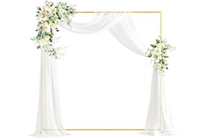 PlusFive Arche de Mariage carrée - 2 x 2 m - Support de Ballons en métal doré réglable - Support de Fond pour Anniversaire, Mariage, fête prénatale, décoration de Remise de diplôme