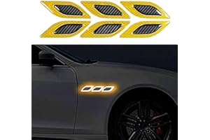 LCXECNW 6 PZ 3D forte adesivo striscia riflettente,Auto parafango cappuccio paraurti decalcomania riflettente,Decalcomania riflettente ad alta intensità per la visibilità notturna per auto SUV (Giallo)