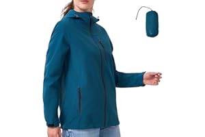 PYALT Regenjacke Damen 10000MM Wasserdicht Outdoorjacke Atmungsaktiv Übergangsjacke Leichte Jacke mit Kapuze Windbreaker zum Wandern Reisen Treking Fahrrad