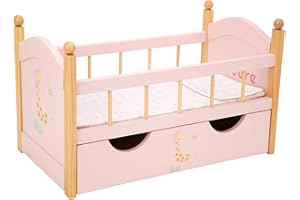 ARIAS-Cama de Madera con cajón de la colección Nature. Incluye una Almohada y Colcha a Juego. Medidas: 52,5x29,50x32 CM. Juguete Niños +3 años (ARI21584)