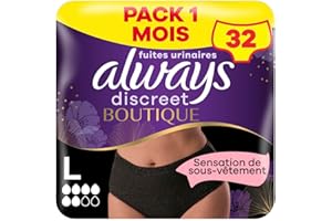 Always Discreet Boutique Culottes Pour Fuites Urinaires, Couleur Noire Plus, Taille L, x32 Culottes, Une Sensation De Vrai Sous-Vêtement, Super Absorbantes, Design Qui Épouse Les Formes Du Corps