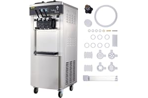 ‎VEVOR VEVOR Speiseeisbereiter Stehende Kommerzielle Softeismaschine Eismaschine Ice Cream maker 220V Edelstahl Maschine mit Eikegel