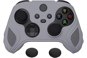playvital Scorpion Edition Two-Tone Anti-Slip Silicone Case Cover for Xbox Series X/S Controller, Soft Rubber Case for Xbox Core Controller with Thumb Grip Caps - Metallic Gray & Dark Gray