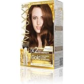 MAXX DELUXE Gold serisi 24K Altın Par&ccedil;acıklı Serum ile 1 Kutu 2 x 50 ml ve Geliştiriciler Sa&ccedil; Boyası (KOYU KARAMEL 7.7)