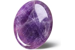 GUJOXILA Amethyst Thumb Worry Stone Healing Crystals Gifts for Beginner Oval Pocket Gemstones Meditation Chakra Polished Reiki Balancing Energy Massage Crystal