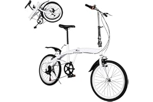 Garbenat 20 Zoll Faltrad 6 Gang Klapprad Erwachsene City-Faltrad für 1.4-1.9m, Outdoor Klappfahrrad für Erwachsene & Kinder Aluminium Klapprad Faltrad 20 Zoll für Draußen Radfahren Pendeln-Weiß