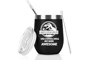 Livole Uncle Christmas Gifts, Uncle Gifts from Nephew, Niece, Birthday Gifts for Uncle, Men, Like A Normal Uncle But More Awesome, 12oz Double-Wall Wine Tumbler, 350ml Travel Coffee Mug, Black