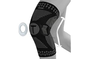 Teylam Genouillère pour homme et femme Bandage compressé Pour le ménisque Arthrose Genouillère de sport course à pied Antidérapante Pour genou droit et gauche Noir Taille M