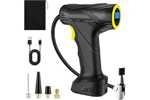 SINZUX Kabelloser Elektrische Luftpumpe,Tragbare Kompressor 6000mAh, Akku Fahrradpumpe mit alle Ventile, LED-Licht, Mini Autoreifen Pumpe Luftkompressor für Fahrrad, Auto, Motorrad, Bälle