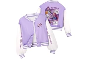 YiJee Chaqueta KPOP Huntrix para Niños y Adolescentes – Estilo Varsity Baseball, Cazadora Streetwear con Diseño de Anime, Chaqueta Aviador para Niños y Niñas 2-16 Años