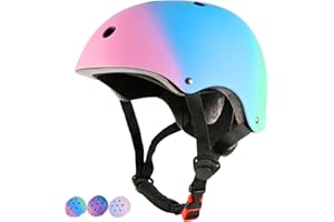 LOKJIJI Casco de Bicicleta Ajustable para niñas y niños, Cascos Infantiles de protección con degradación de Colores para Multideporte Ciclismo Patines Patinete Patinaje
