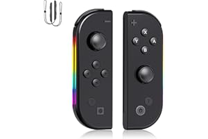 JoyPlay Manette de Switch, L/R Manette Switch sans fil Joystick pour Switch/Lite/OLED avec Double Moteur, Capture d'écran, Gyroscope à 6 Axes, RGB