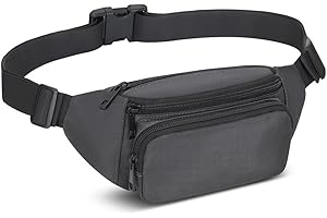 QINLOV Saszetka biodrowa dla dam i mężczyzn, 4 kieszenie z zamkiem błyskawicznym, regulowany pas, torba do treningu świeżego powietrza, podróży, codzienne wyjścia, bieganie, piesze wycieczki, Szary, 33x15x14 cm, sport