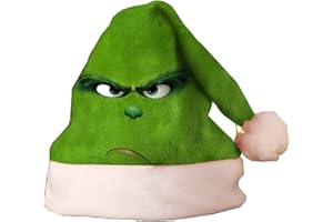 HGWOPGASD Weihnachtsmützen für Erwachsene, Grinch-Mütze, Weihnachtsmannmütze für Erwachsene, Weihnachtsmannmütze aus Plüsch, Unisex-Weihnachtsmütze, Bequeme Partyhüte für Erwachsene, Weihnachtsmützen