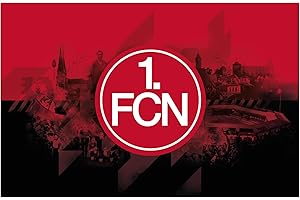 1. FC Nürnberg FCN Hissfahne 140 x 90 cm - mit schwarzen Karabinern I rot-schwarz I Originalware - Fahne Flagge Club
