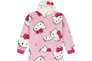Hello Kitty Womens and Girls Matching Fully Lined Luxury Fleece Hoodie Oversized Blanket Hoody