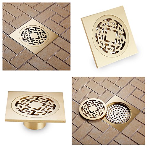 2 Jahre Garantie Auralum® Hochwertiger gold Bodenablauf Duschablauf 10*10cm aus Kupfer Rostenfrei - 6